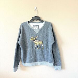 Abercrombie & Fitch Gray Sweatshirt with Gold Moose Design